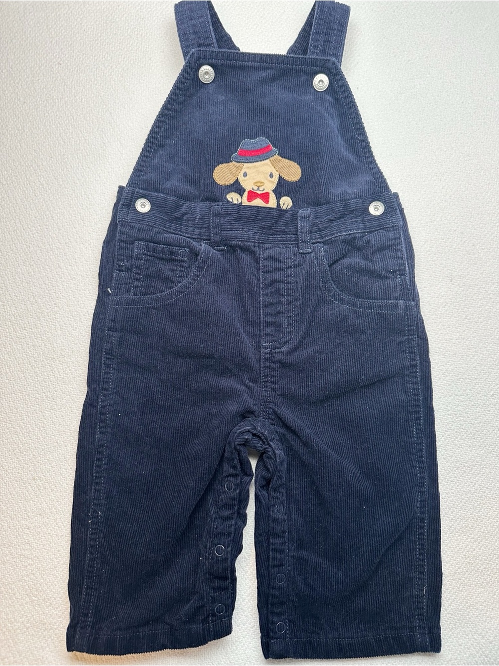 Gymboree Navy Corduroy Overalls with Puppy Patch